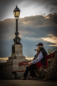 Older couple on bench