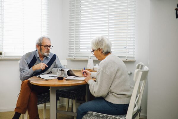 senior couple at table