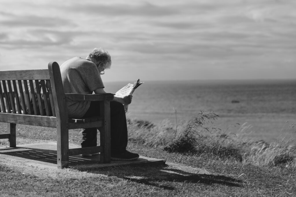 Man reading newspaper